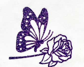 Butterfly and Rose Decal for leavers shirt | LEAVERS iron-on vinyl label sticker | iron-on at home design