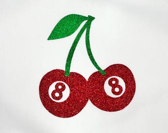 Glitter Cherry 8 Ball Iron-on Vinyl Decal | DIY Leavers Shirt