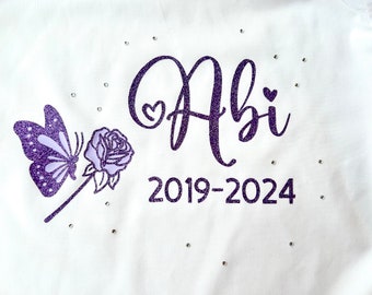 SCHOOL LEAVERS SHIRT , keepsake , glitter , personalised , primary leavers , school leavers , year 11 , year 6 , college