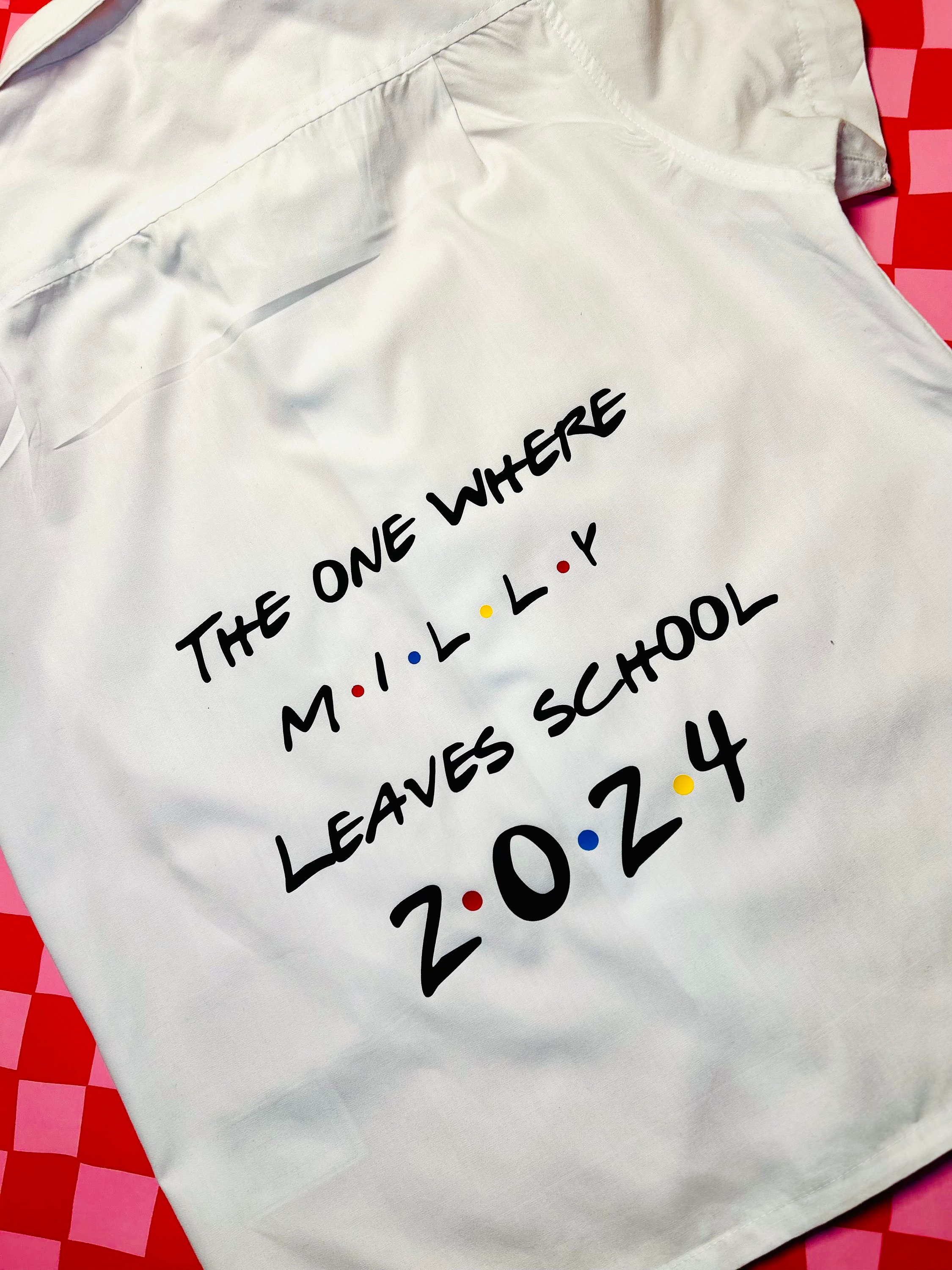 SCHOOL LEAVERS SHIRT 2024 friends Keepsake Glitter Personalised school-leavers-shirt-2024-friends-keepsake-glitter-personalised