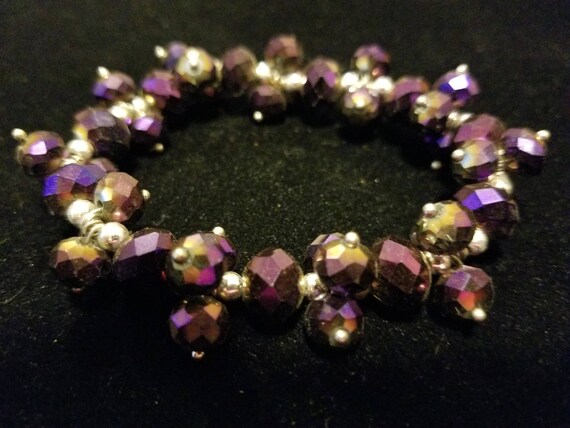 Purple and Silver Crystal Bracelet Etsy Singapore