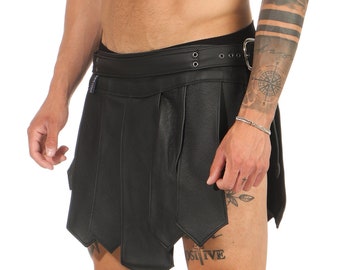 Nr 1* Burning Man Gladiator Amazon Kilt Legionista Spódnica z prawdziwej skóry Spódnica ze skóry bydlęcej Festiwal Party Style Typ B Klamry do paska Prezent