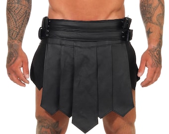 NO12* Burning Man Gladiator Spódnica Legionisty z Amazon Kilt z prawdziwej skóry, festiwal, impreza, 2 paski, 4 klamry, prezent