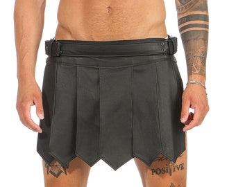 Nr 07* Burning Man Gladiator Spódnica legionowa Amazon Kilt Spódnica ze skóry naturalnej Prawdziwa skóra bydlęca Styl festiwalowy i imprezowy Typ A Pasek i klamry