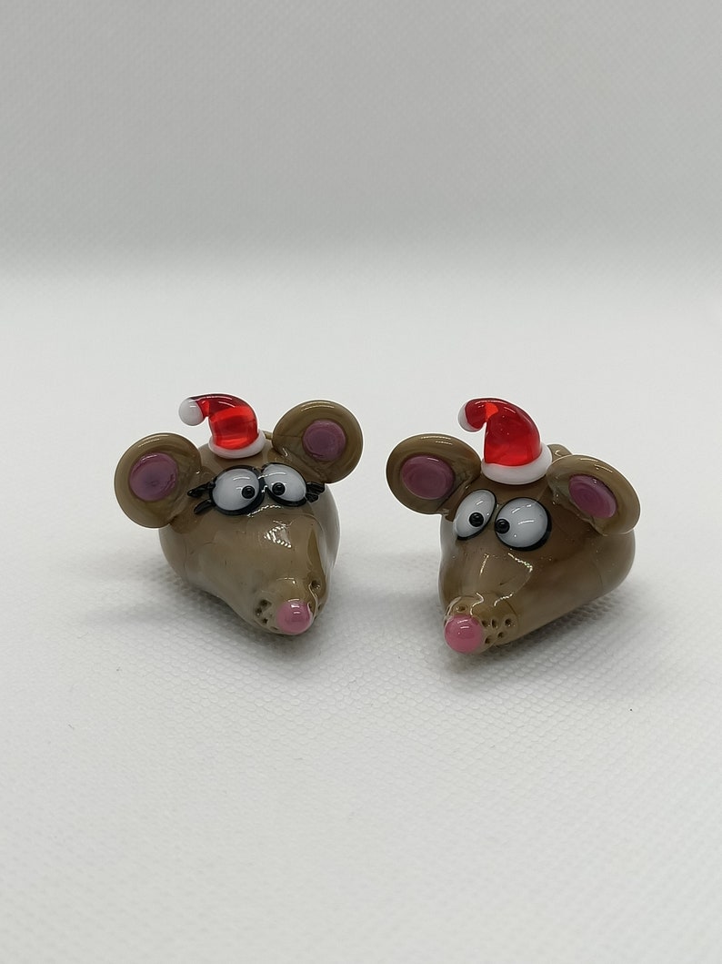 Couple de 2 souris de Noël en verre image 7