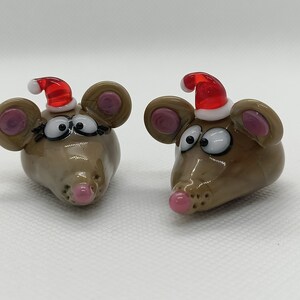 Couple de 2 souris de Noël en verre image 8