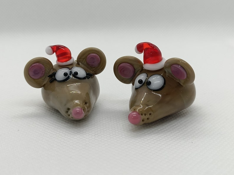 Couple de 2 souris de Noël en verre image 8