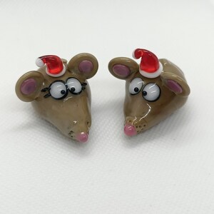 Couple de 2 souris de Noël en verre image 6