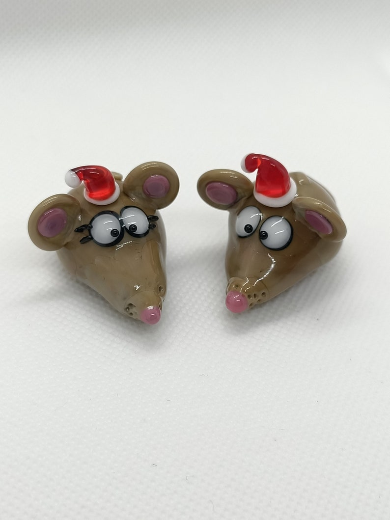 Couple de 2 souris de Noël en verre image 6