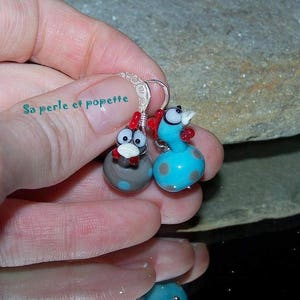 Bo couple de poulettes en verre argent 925 image 2