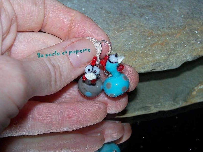 Bo couple de poulettes en verre argent 925 image 2