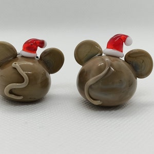 Couple de 2 souris de Noël en verre image 3
