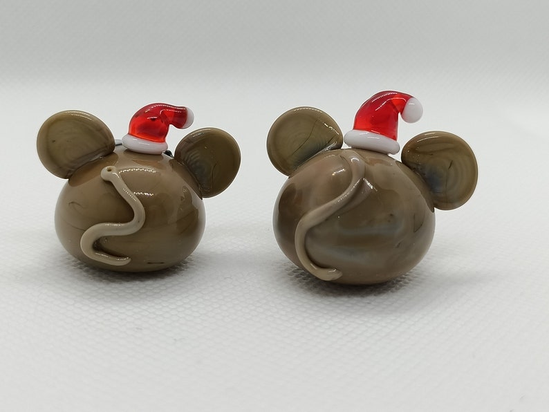 Couple de 2 souris de Noël en verre image 3