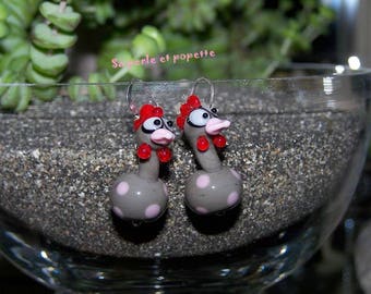 Bo poulettes en verre argent 925