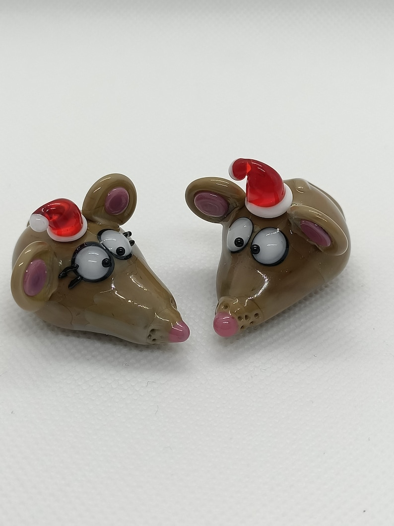 Couple de 2 souris de Noël en verre image 5