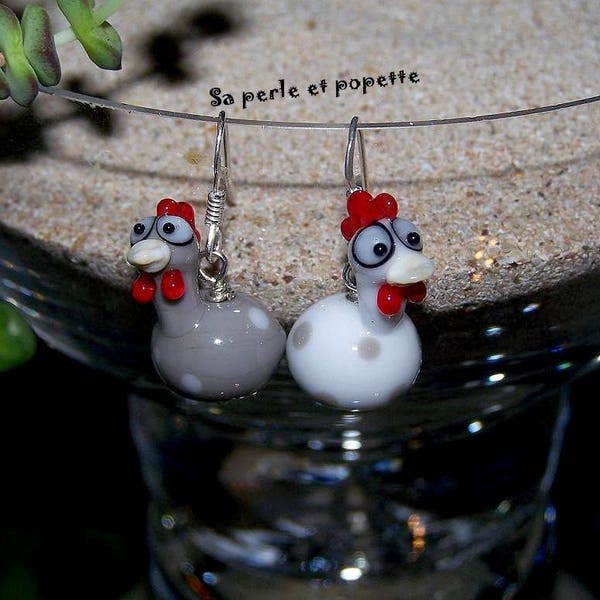 Bo poulettes en verre argent 925