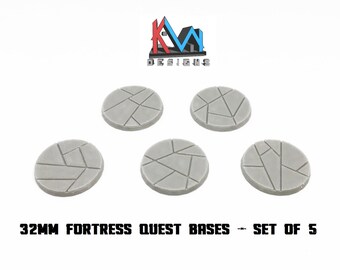 3D Printed - 32mm Fortress Quest Bases - Set of 5 Bases