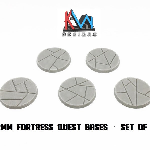 3D Printed - 32mm Fortress Quest Bases - Set of 5 Bases