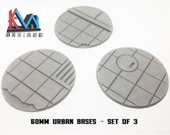 3D Printed - 60mm Scenic Urban City Street Bases - (Set of 3)