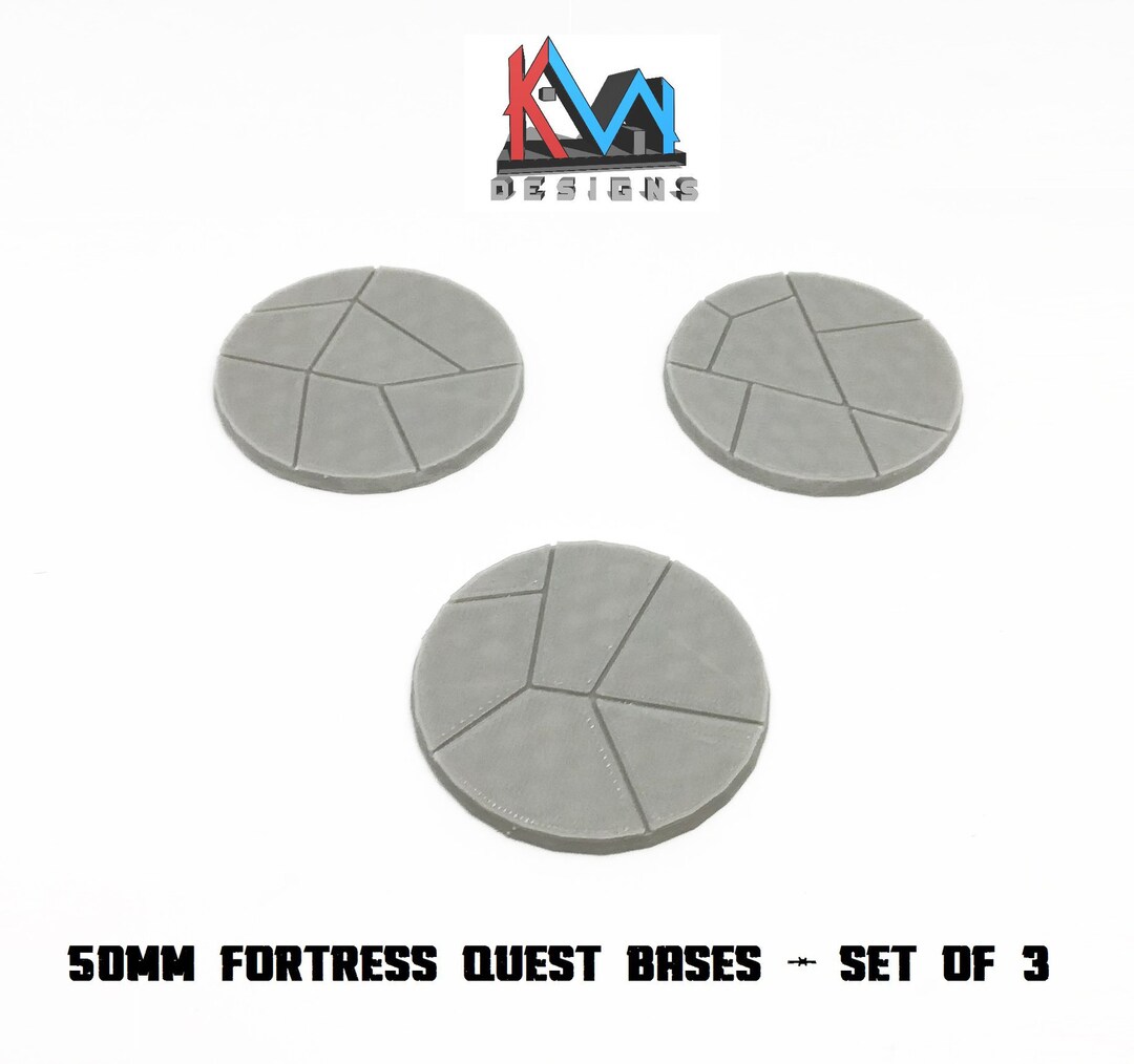 3D Printed 50mm Fortress Quest Bases Set of 3 Bases Etsy