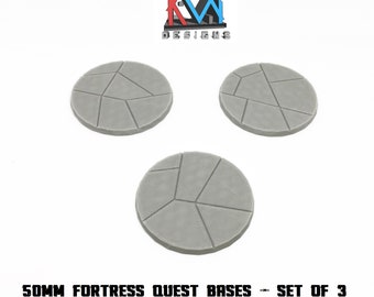 3D Printed - 50mm Fortress Quest Bases - Set of 3 Bases