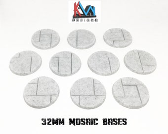 3D Printed - 32mm Mosaic Stone Tile Bases - (Set of 10 Bases)