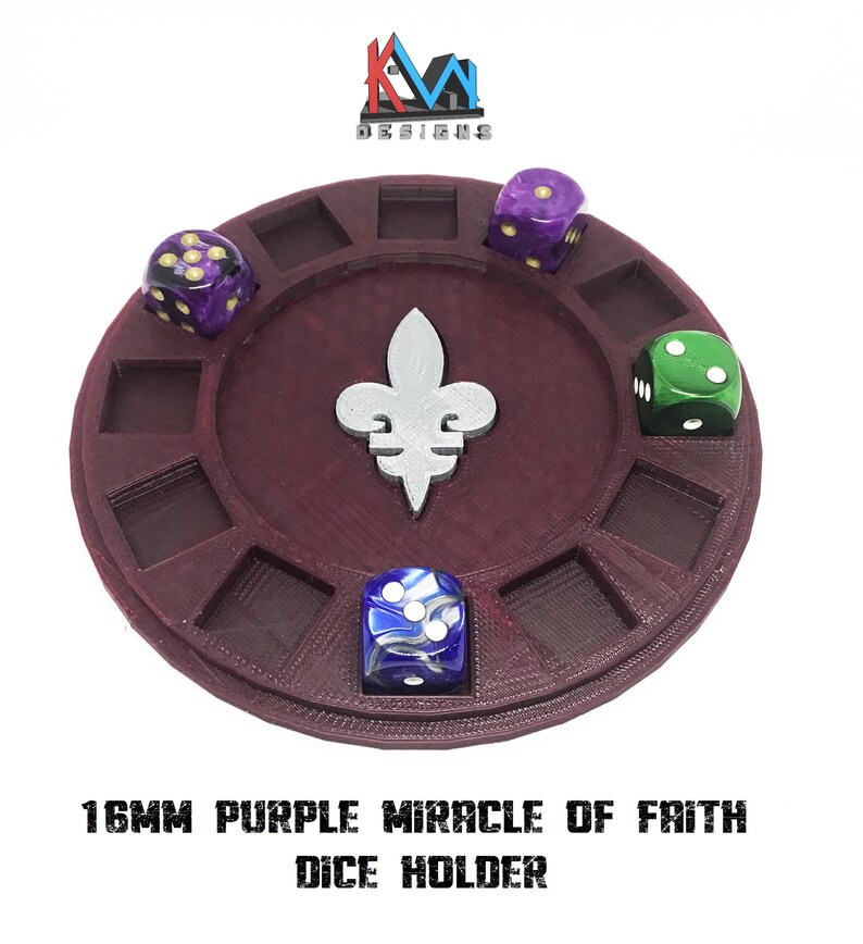 3D Printed - 12mm & 16mm Miracle of Faith Dice Holder 16mm Purple