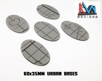 3D gedruckte - 60x35mm Urban City Street Oval Bases - Set mit 5 Basen