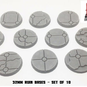 3D Printed - 32mm Ancient Temple Ruin Bases - Set of 10