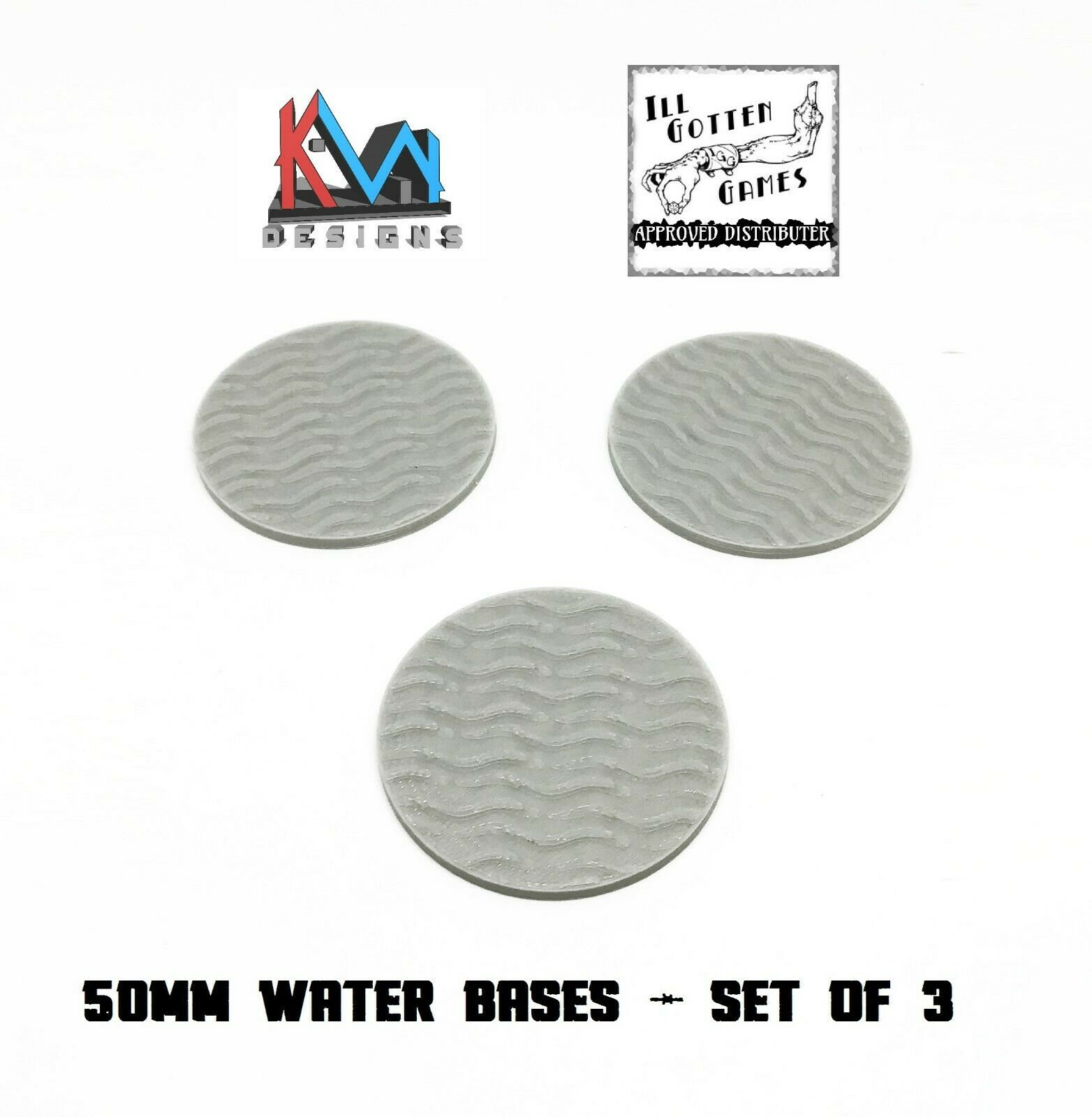 3D Printed 50mm Water Themed Bases Set of 3 Bases Etsy