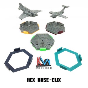 Impreso en 3D - Base aeronáutica-Clix (Conjunto de 5) - Marcadores de escuadrón para bases