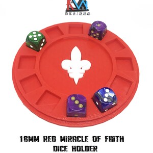 3D Printed - 12mm & 16mm Miracle of Faith Dice Holder 16mm Red