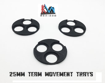 3D gedruckt - 25mm Basis Team Bewegung Tabletts (3 Slot Tabletts)