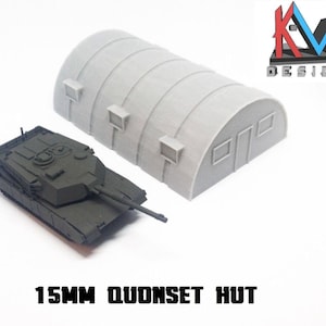3D-utskriven – Militär Quonset-hydda i skala 15 mm (1:100)