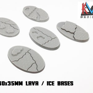 3D Printed - 60x35mm Lava / Ice Oval Bases - Set of 5 Bases