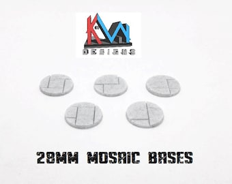 3D Printed - 28mm Mosaic Stone Tile Bases - Set of (5) Bases