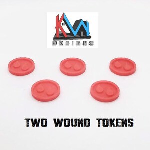 3D Printed - Grimdark Future - Two Wound / Damage Tokens