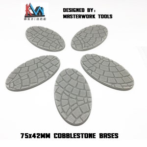 3D Printed - 75x42mm Scenic Cobblestone Cavalry Bases - Set of (5)