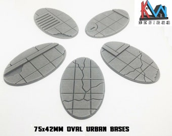 3D Printed - 75x42mm Cavalry Scenic Urban City Street Bases - Set of 5 Bases