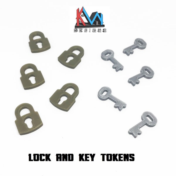 3D Printed - Lock & Key Tokens (5 of Each)