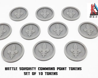 3D Printed - Battle Sorority Command Point Tokens (Sets of 5 & 10 Tokens)