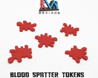 3D Printed - Blood Spatter Tokens (Set of 5)
