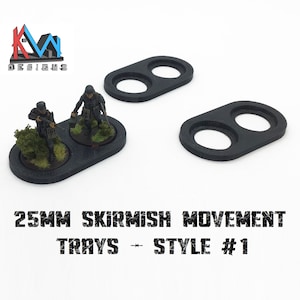 3D Printed - 25mm Base Skirmish Movement Trays (2 Slot Trays)