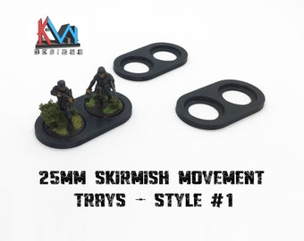 3D Printed - 25mm Base Skirmish Movement Trays (2 Slot Trays)