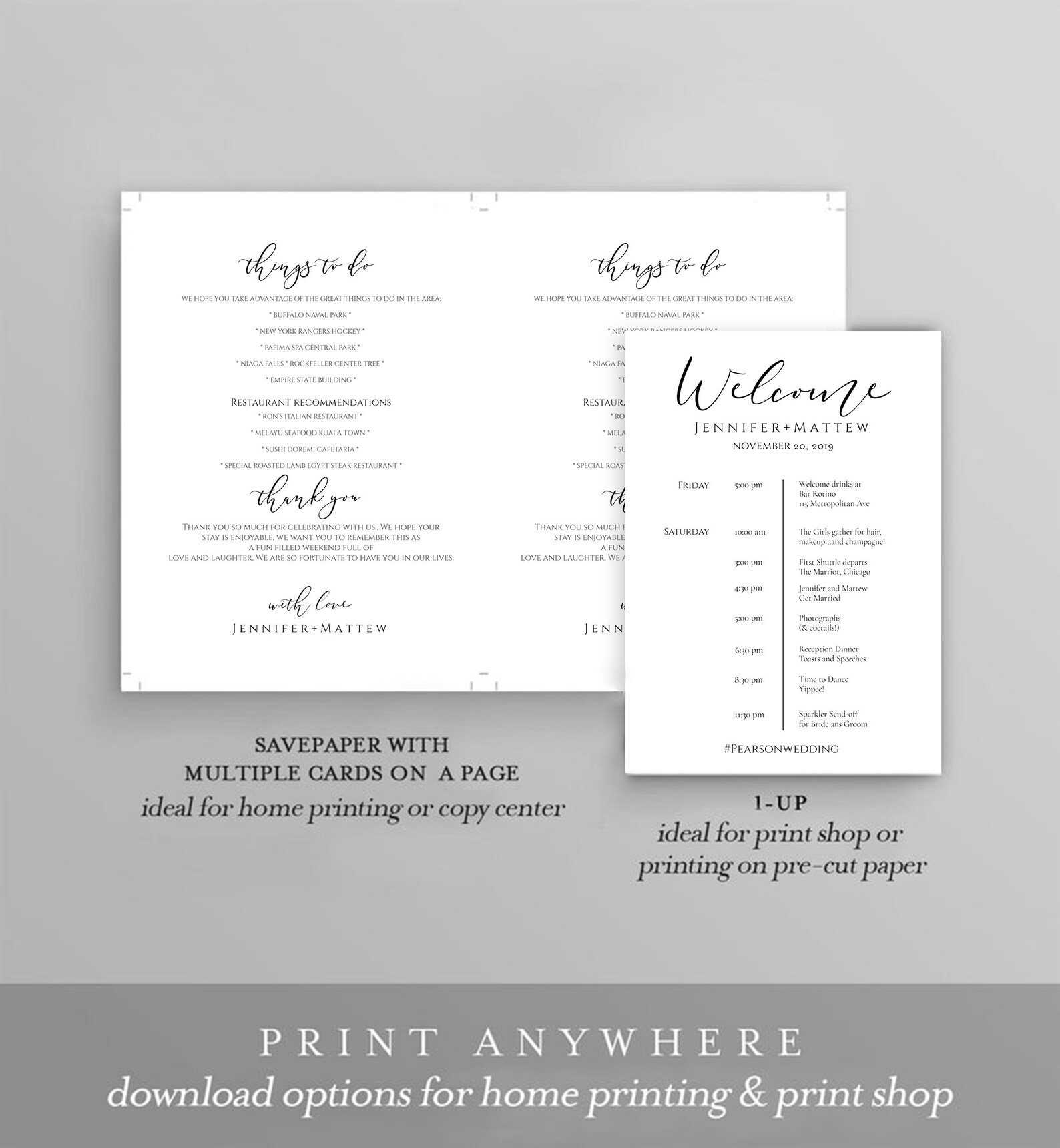 Printable Wedding Itinerary Template Wedding Weekend Etsy