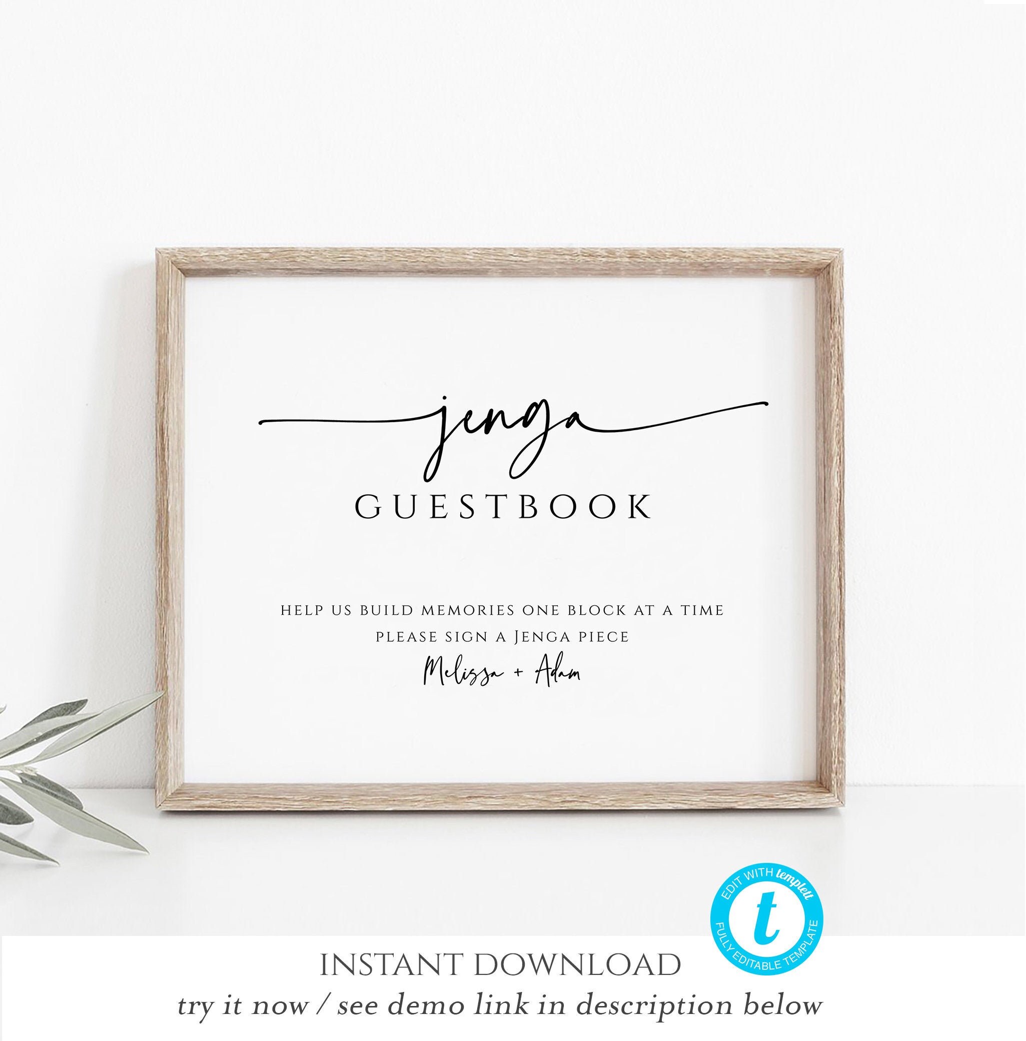 Hochzeit Jenga Gästebuch Zeichen druckbare Jenga Gästebuch Etsy