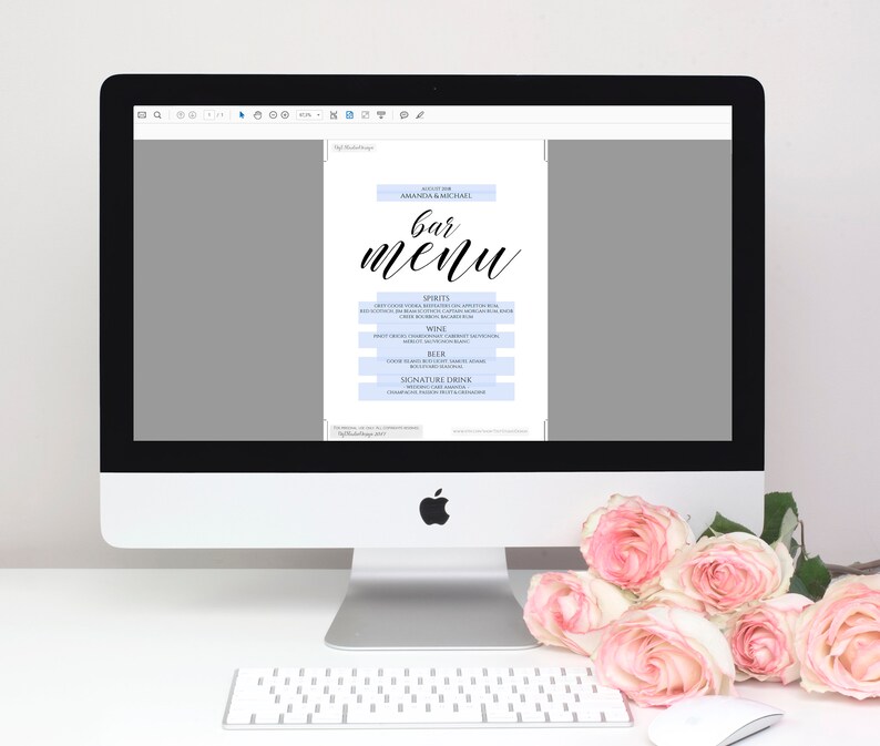 Wedding drink bar Sign template Wedding Bar Menu Printable Drink Menu Instant Download calligraphy Bar drink menu Sign