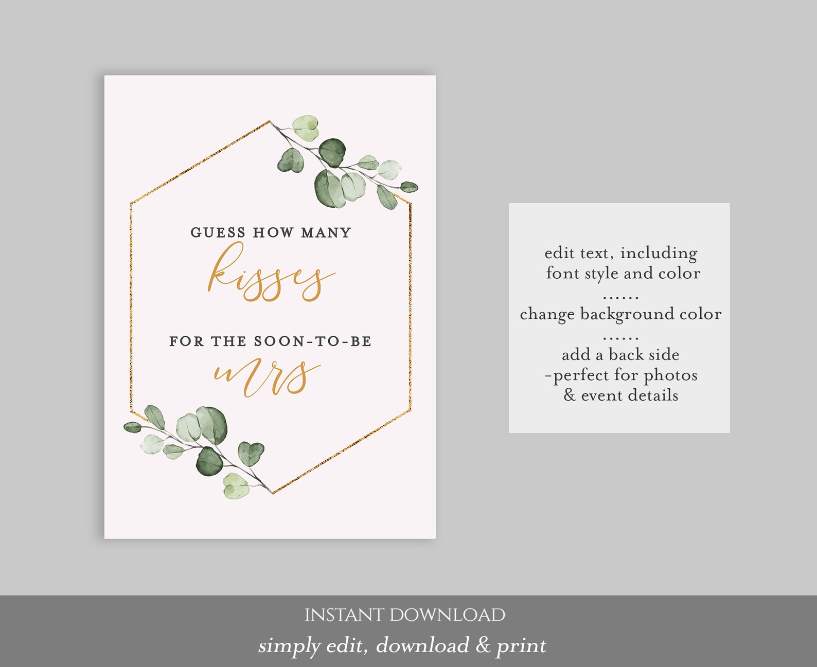 How Many Kisses Bridal Shower Game Hershey Kisses Game Etsy