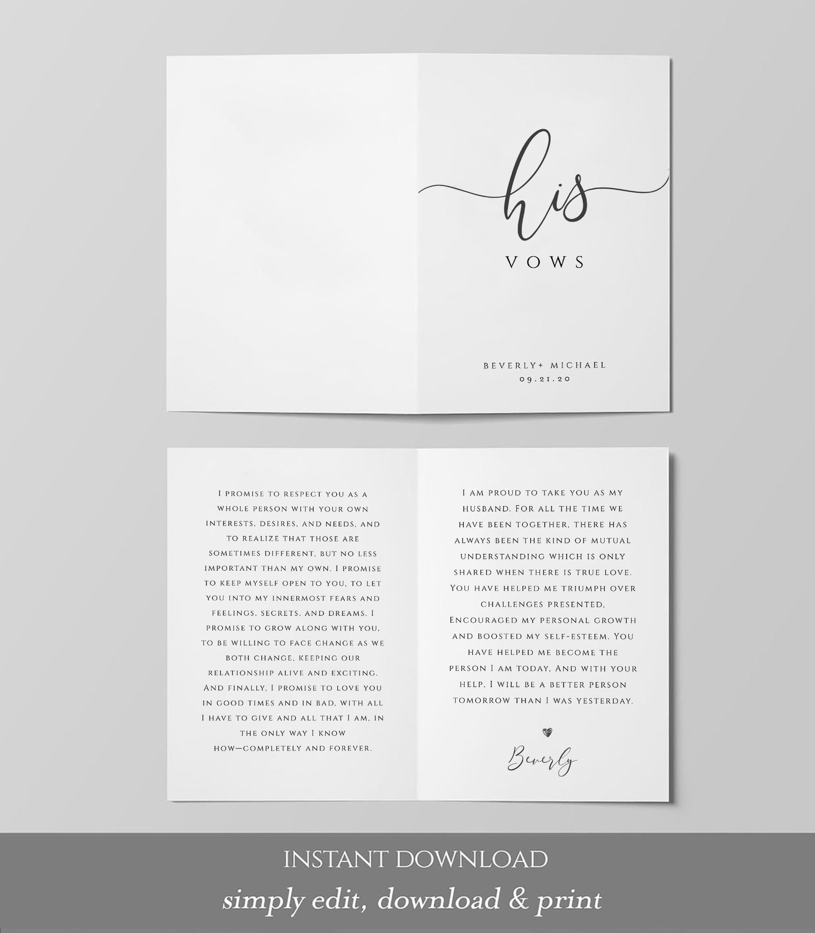 His and Her Wedding Vow Template Personalized Vow Booklet Etsy His and Her Wedding Vow Template Personalized Vow Booklet Etsy