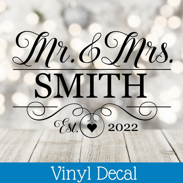 Custom Mr. and Mrs. Last Name Decal| Acrylic Wedding Card Box Decal | Bridal Decal | Bridesmaid Gift | BRD